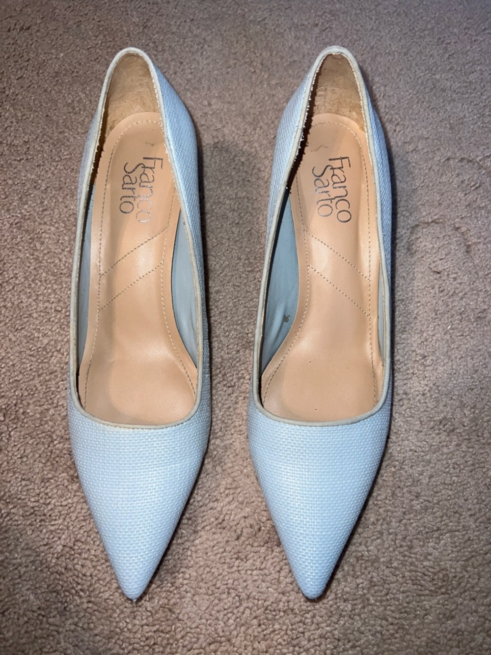 Franco Sarto Pointed-Toe Kitten Heels in Pale Blue